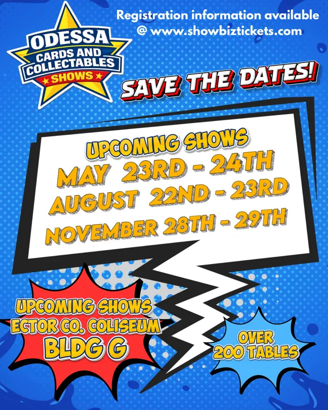 pokemon cards odessa tx  THIS WEEKEND ONLY  THE ODESSA CARD SHOW IS BACK!  The BIGGEST card &  collectibles event in West Texas is taking over the Ector County Coliseum   Building G with